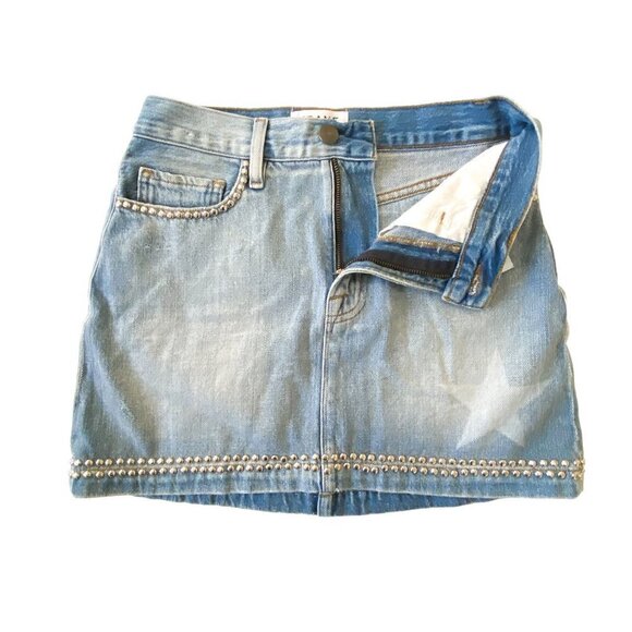 NWT Frame Denim Le Mini Skirt Studded,‎  Size 24, Blue with Silver Studs - Picture 5 of 15